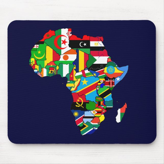Flag Map of Africa Flags - African Culture Gift Mouse Mat (Front)