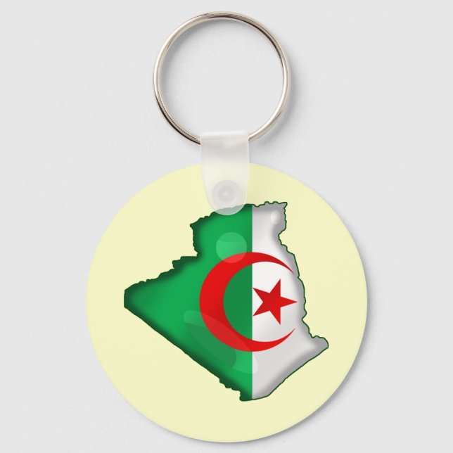 Flag Map of Algeria for Algerians worldwide Key Ring (Front)