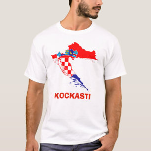 Flag Map of Croatia Kockasti T-Shirt