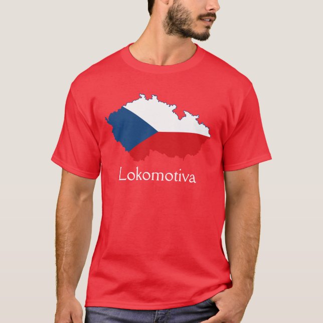 Flag Map of Czech Republic Lokomotiva T-Shirt  (Front)