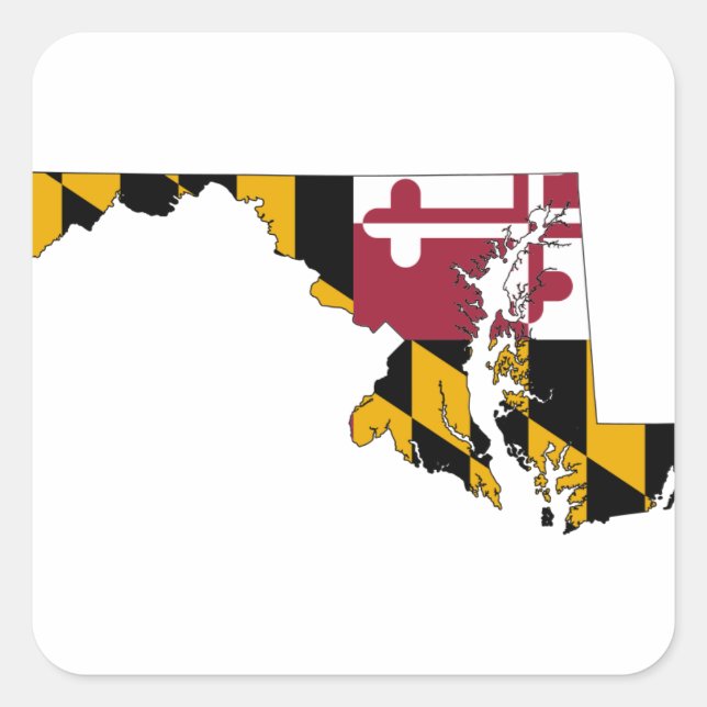 Flag Map Of Maryland Square Sticker (Front)