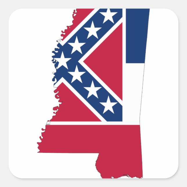 Flag Map Of Mississippi Square Sticker (Front)