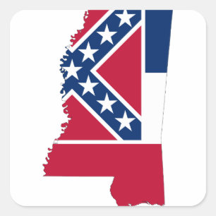 Flag Map Of Mississippi Square Sticker