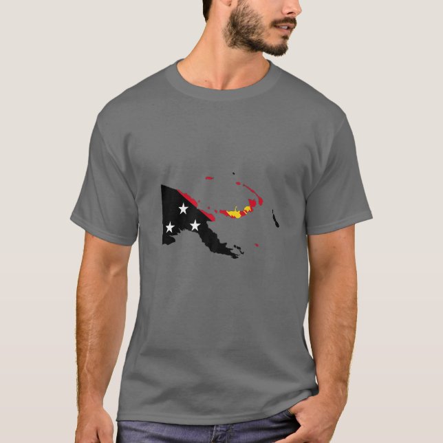 Flag Map Of Papua New Guinea T-Shirt (Front)