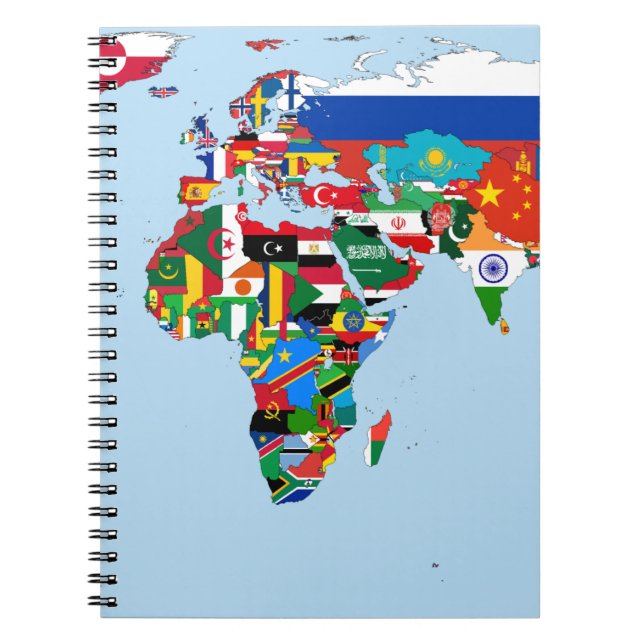 Flag Map of the World 2 Notebook (Front)