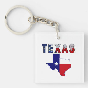 Flag Map With Texas Key Ring