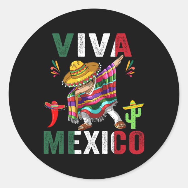 Flag Mexico Independence Day Mexican Men Women Kid Classic Round Sticker (Front)