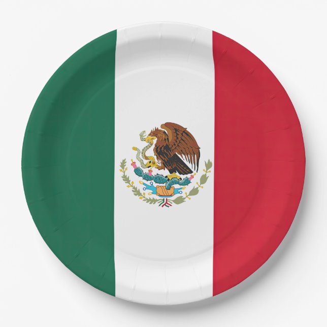 Flag Mexico Tricolor Paper Plate (Front)