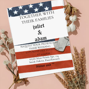 Flag Military uniform Army wedding invitation