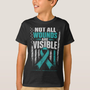 Flag Not Wounds Are Visible Ptsd Awareness Veteran T-Shirt