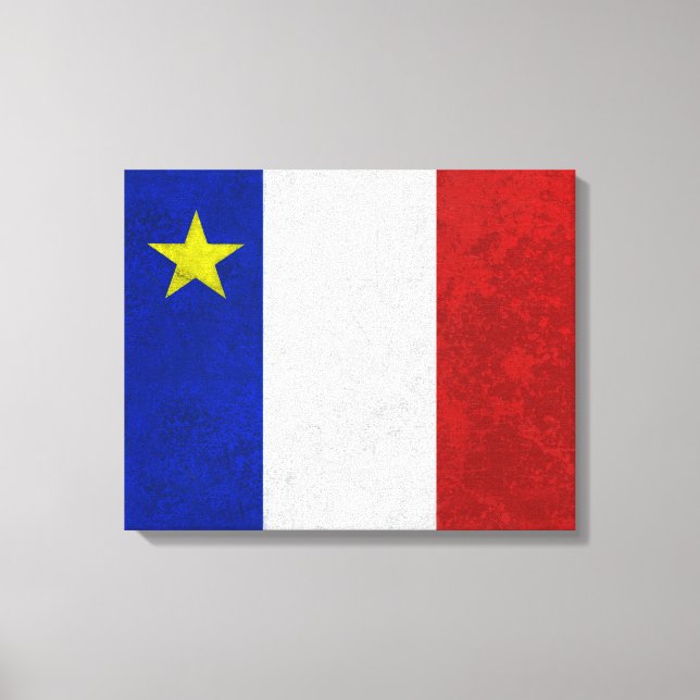 Flag of Acadia Distressed Grunge Canvas Print (Front)