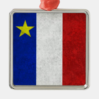 Flag of Acadia Distressed Grunge Metal Tree Decoration