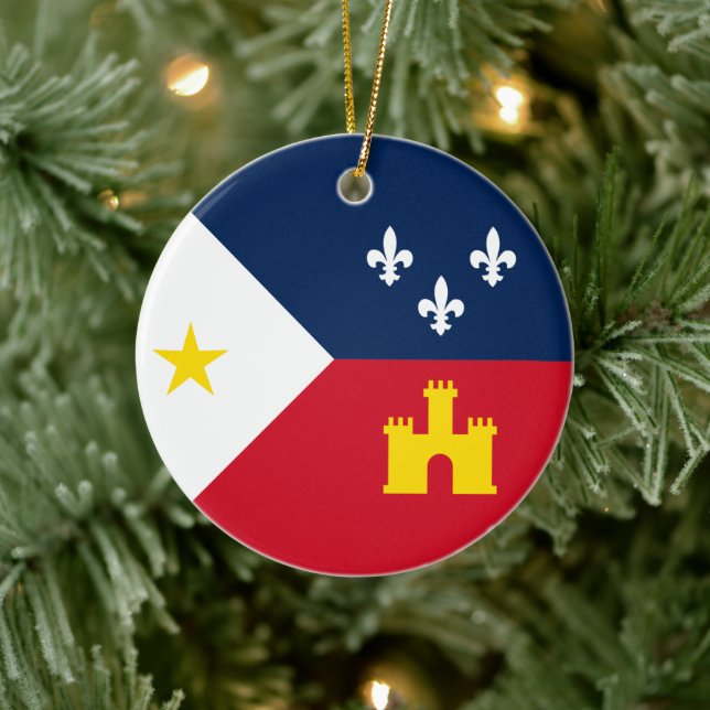 Flag of Acadiana, Louisiana Ceramic Tree Decoration (Tree)
