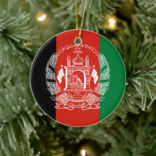 Flag of Afghanistan - 2013 adoption Ceramic Tree Decoration