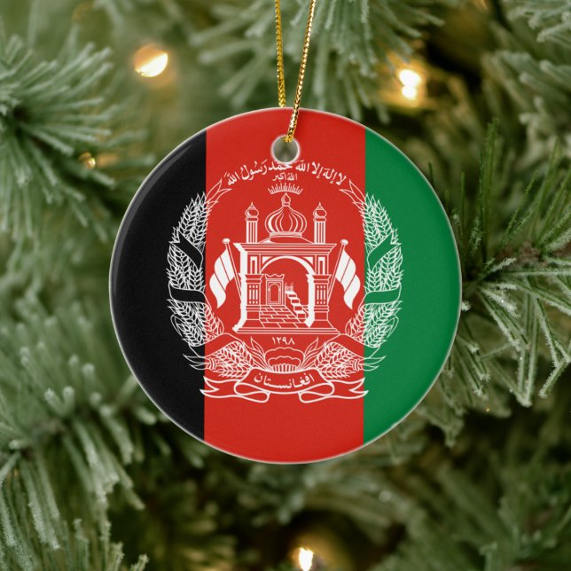 Flag of Afghanistan - 2013 adoption Ceramic Tree Decoration (Tree)