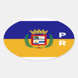 Flag of Aguadilla, Puerto Rico Oval Sticker