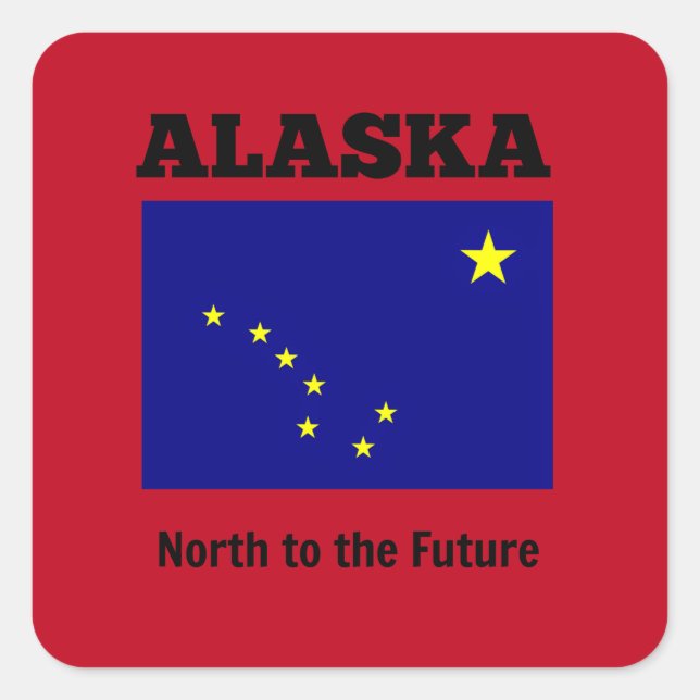 Flag of Alaska with Motto Square Sticker (Front)