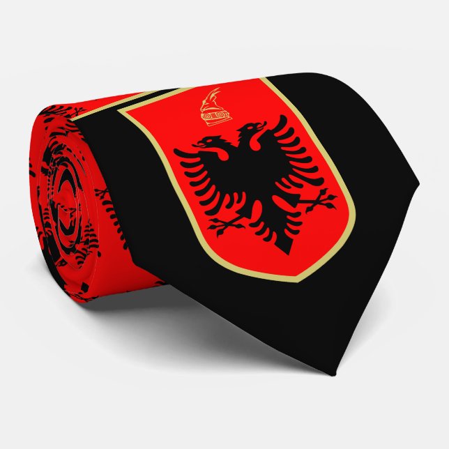 Flag of Albania, Albanian Coat of Arms Tie (Rolled)