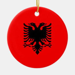Flag of Albania Ceramic Tree Decoration