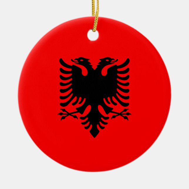 Flag of Albania Ceramic Tree Decoration (Front)