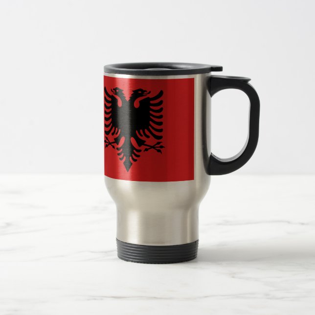 Flag of Albania - Flamuri i Shqipërisë Travel Mug (Right)