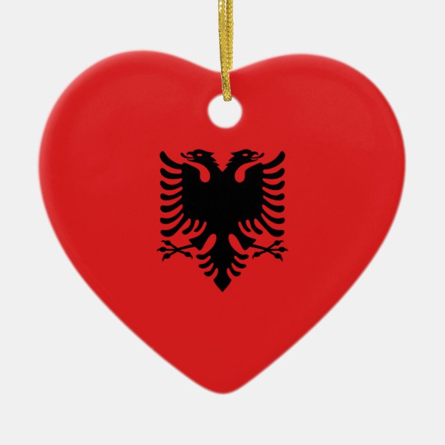 Flag of Albania - Flamuri Kombëtar - Albanian Flag Ceramic Tree Decoration (Front)