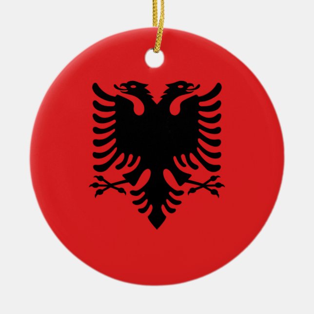 Flag of Albania - Flamuri Kombëtar - Albanian Flag Ceramic Tree Decoration (Front)