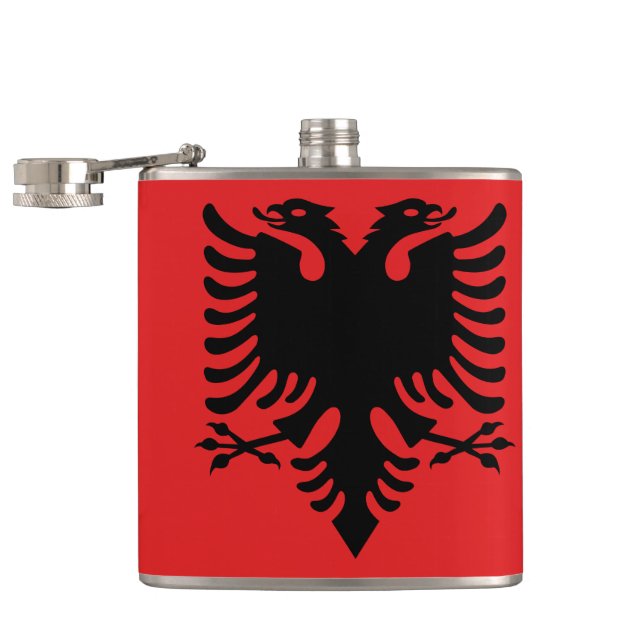 Flag of Albania Hip Flask (Opened)