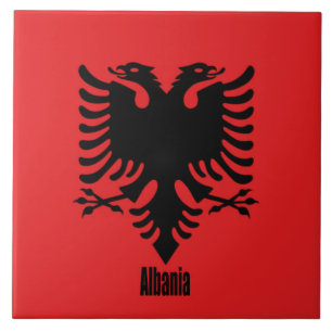 Flag of Albania, labelled Tile