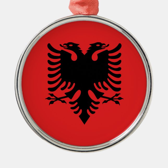 Flag of Albania Metal Tree Decoration (Front)