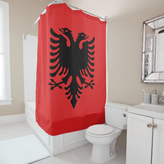 Flag of Albania Shower Curtain (In Situ)