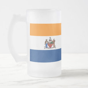 Flag of Albany, New York Frosted Glass Beer Mug