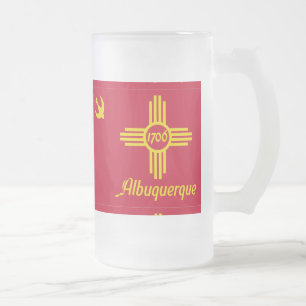 Flag of Albuquerque, New Mexico Frosted Glass Beer Frosted Glass Beer Mug