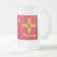 Flag of Albuquerque, New Mexico Frosted Glass Beer