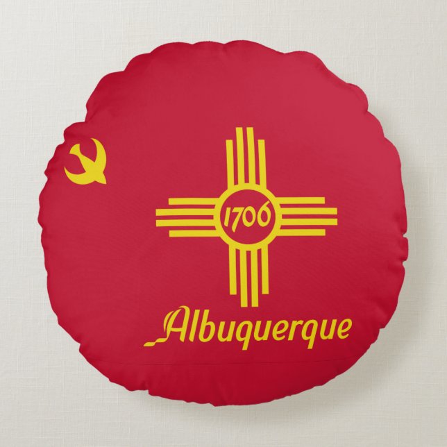 Flag of Albuquerque, New Mexico Round Pillow (Front)