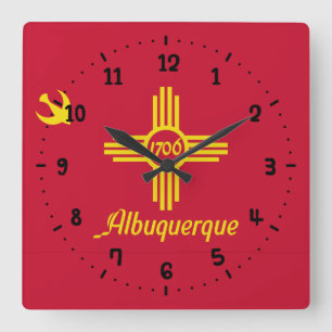Flag of Albuquerque, New Mexico Square Wall Clock