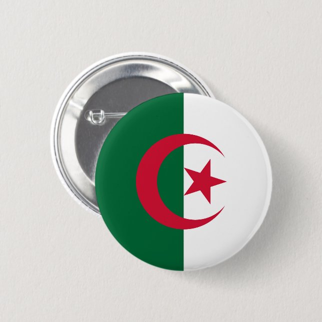 Flag of Algeria  6 Cm Round Badge (Front & Back)
