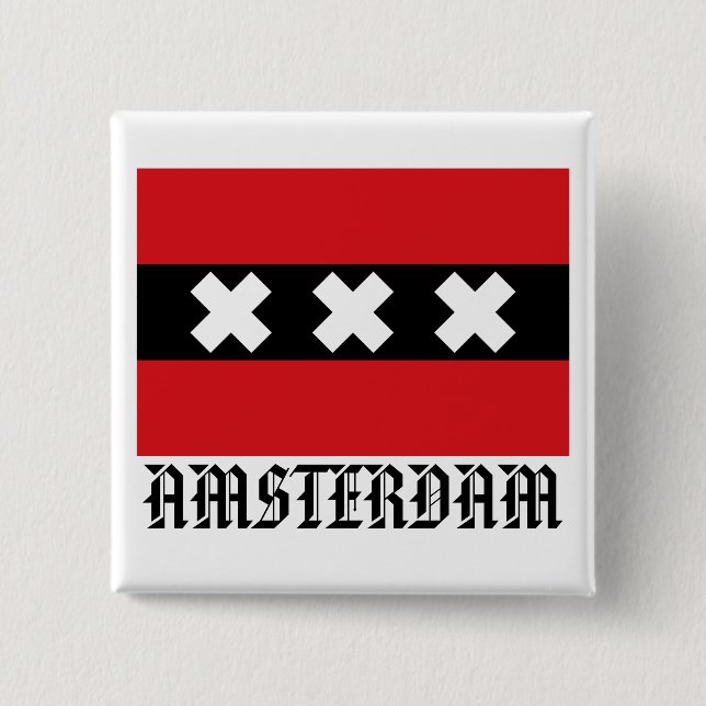 Flag of Amsterdam 15 Cm Square Badge (Front)