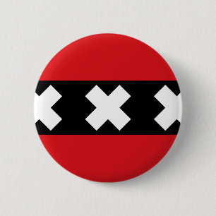 Flag of Amsterdam 6 Cm Round Badge