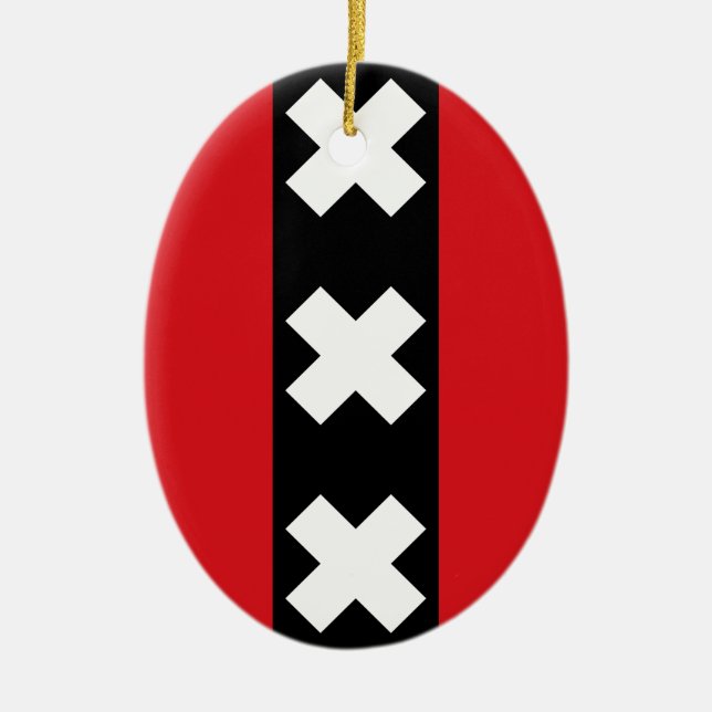 Flag of Amsterdam Ceramic Tree Decoration (Front)