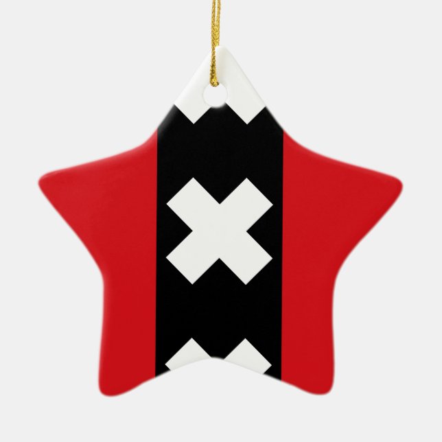 Flag of Amsterdam Ceramic Tree Decoration (Front)