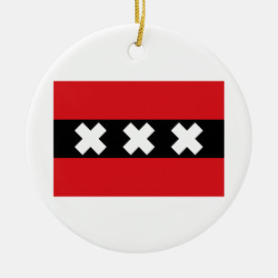 Flag of Amsterdam Ceramic Tree Decoration