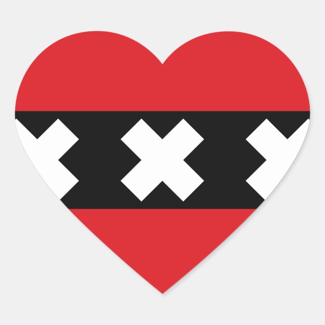 Flag of Amsterdam Heart Sticker (Front)