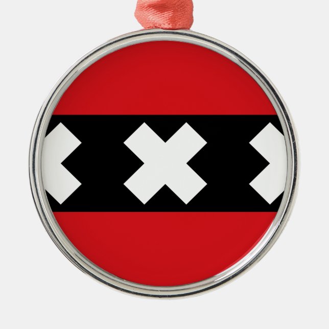 Flag of Amsterdam Metal Tree Decoration (Front)