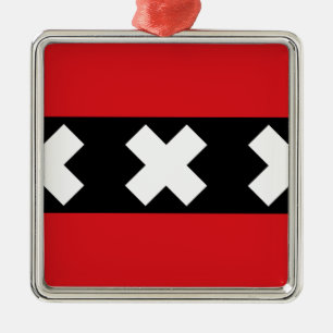 Flag of Amsterdam Metal Tree Decoration