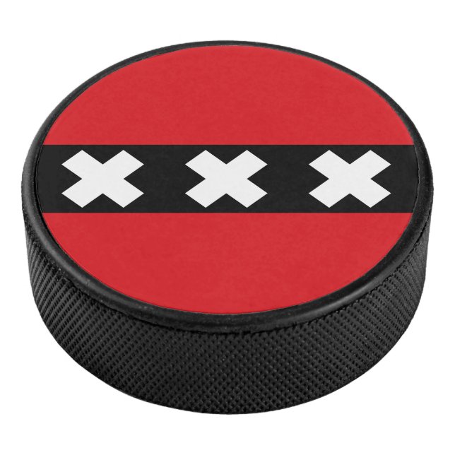 Flag of Amsterdam, Netherlands Hockey Puck (3/4)