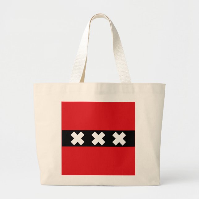 Flag of Amsterdam, Netherlands  Large Tote Bag (Front)