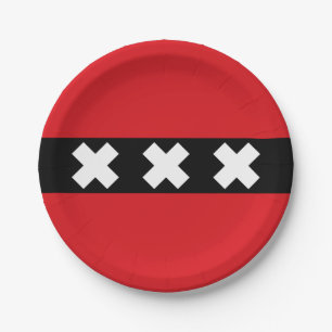 Flag of Amsterdam, Netherlands Paper Plate