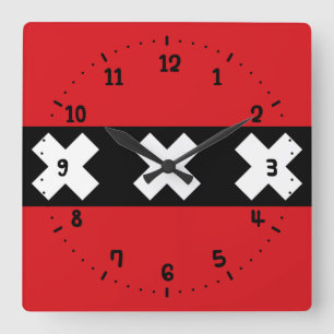 Flag of Amsterdam, Netherlands Square Wall Clock