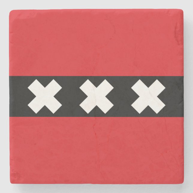 Flag of Amsterdam, Netherlands Stone Coaster (Front)